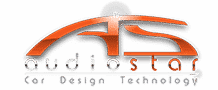 Logo orange et blanc Audiostar avec le texte "audiostar Car Design Technology".