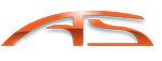 Logo orange stylisé sur fond noir, formant les lettres AS. Effet brillant.