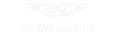 Logo Aston Martin - Emblème ailé blanc officiel Logo Aston Martin: emblème ailé et texte 'ASTON MARTIN' en blanc sur fond noir.