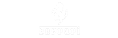 Logo Ferrari officiel - Cheval cabré blanc Logo blanc Ferrari sur fond noir, affichant le célèbre cheval cabré au-dessus du mot "Ferrari".